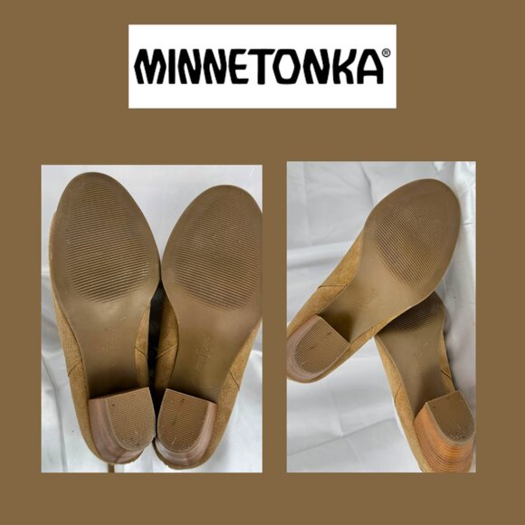 Minnetonka Margot Suede Ankle Booties Sz. 8 Taupe Side Zip ~ Excellent Condition - Picture 4 of 7